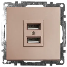 Розетка 2-местная USB (механизм), 250В, 2,4А, серия Катрин, GLS10-7115-02, шампань