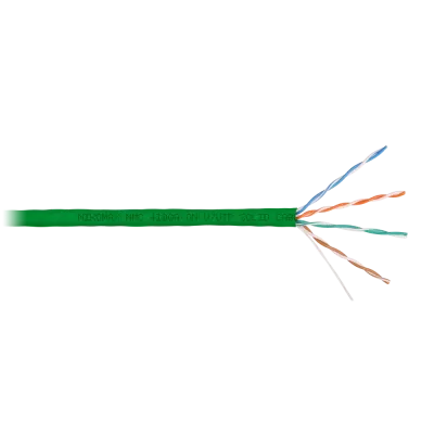 Витая пара U/UTP 4 пары Кат 5e solid BC AWG24 (0.51мм) IN PVC зеленый 305м