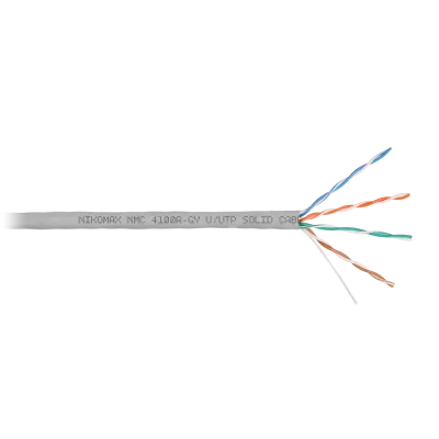 Витая пара U/UTP 4 пары Кат 5e solid BC AWG24 (0.51мм) IN PVC серый 305м