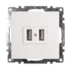 Розетка USB 2-местная (механизм), STEKKER GLS10-7115-01, 250B, 2,4А, серия Катрин, белый