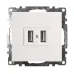 Розетка USB 2-местная (механизм), STEKKER GLS10-7115-01, 250B, 2,4А, серия Катрин, белый