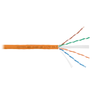 Витая пара U/UTP 4 пары Кат 6 solid BC AWG23 (0.55мм) IN LSZH нг(А)-HF оранжевый 305м