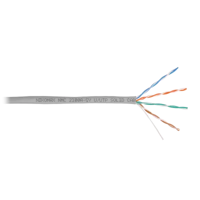 Витая пара U/UTP 4 пары Кат 5e solid BC AWG24 (0.50мм) IN PVC серый 100м