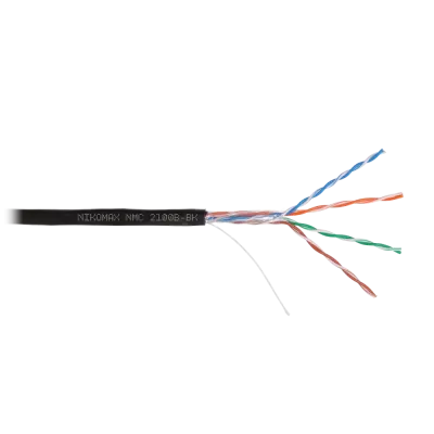 Витая пара U/UTP 4 пары Кат 5e solid BC AWG24 (0.50мм) OUT PE черный 305м