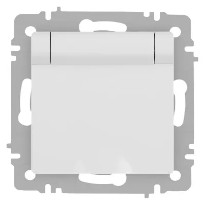 Розетка Intro Accent 6-203-01М 2P+E Schuko с крышкой, 16А-250В, IP20, СУ, белый матовый