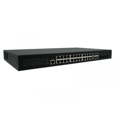 Коммутатор управляемый 24x1Гбит/с (RJ45 с PoE+), 4x1Гбит/с (SFP) 380Вт