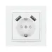 Минск Розетка 1-местная СП с/з 16А белая с защ. штор. с 2 USB 2,1А EKF