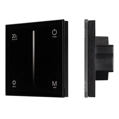 Панель SMART-P6-DIM-G-IN Black 12-24V, 4x3A, Sens, 2.4G IP20 пластик, 5 лет