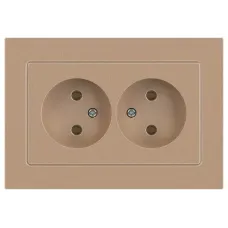 Розетка Intro Accent 6-204-04 2х2P, 16А-250В, IP20, СУ, AL/CU, шампань