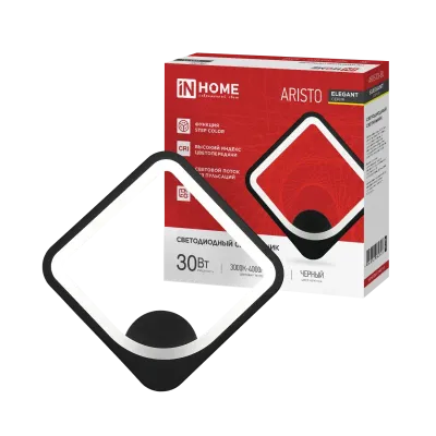 Светильник светодиодный ELEGANT ARISTO-BL 30Вт 230В 3000-6500K 2400Лм STEP COLOR черный IN HOME