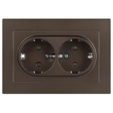 Розетка Intro Accent 6-205-08 2X2P+E Schuko, 16А-250В, IP20, СУ, AL/CU, бронза