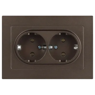 Розетка Intro Accent 6-205-08 2X2P+E Schuko, 16А-250В, IP20, СУ, AL/CU, бронза