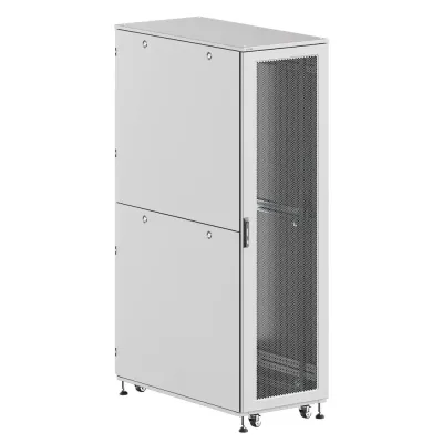Шкаф напольный разобранный 19'' IT-CQE-N 42U 600x800 мм, крыша с вырубкой, дверь перф. и перф., двойные боковые панели, серый RAL7035