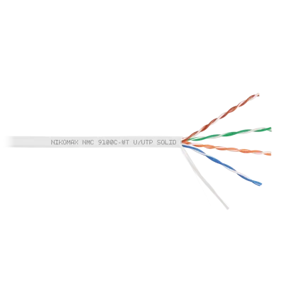 Витая пара U/UTP 4 пары Кат 5e solid BC AWG24 (0.52мм) IN LSZH нг(А)-HF белый 305м