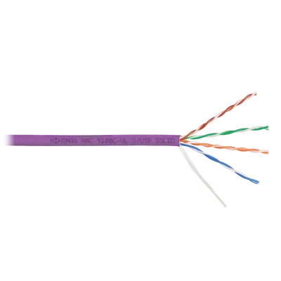 Витая пара U/UTP 4 пары Кат 5e solid BC AWG24 (0.52мм) IN LSZH нг(А)-HF фиолетовый 305м