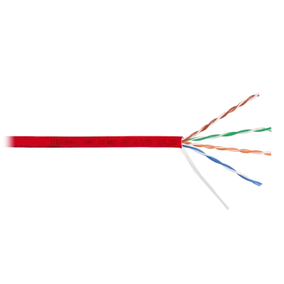 Витая пара U/UTP 4 пары Кат 5e solid BC AWG24 (0.52мм) IN LSZH нг(А)-HF красный 305м