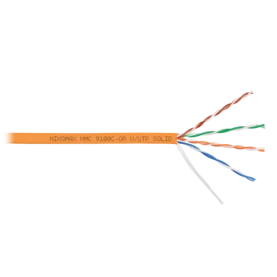 Витая пара U/UTP 4 пары Кат 5e solid BC AWG24 (0.52мм) IN LSZH нг(А)-HF оранжевый 305м
