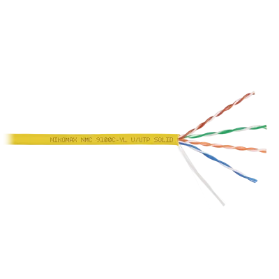 Витая пара U/UTP 4 пары Кат 5e solid BC AWG24 (0.52мм) IN LSZH нг(А)-HF желтый 305м