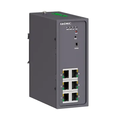 Промышленный управляемый коммутатор, 6х10/100Base-T(X) портов RJ45, консольный порт Mini USB, 24-48В DC (18-72В DC), с резервированием
