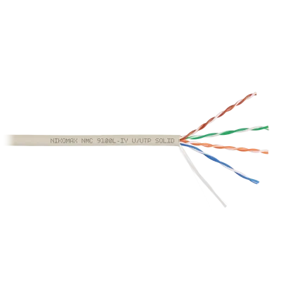 Витая пара U/UTP 4 пары Кат 5e solid BC AWG24 (0.52мм) IN нг(А)-LSLTx светло-серый 305м