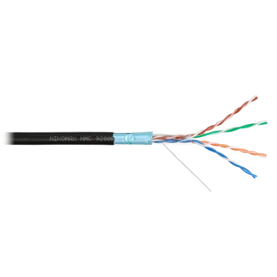 Витая пара F/UTP 4 пары Кат 5e solid BC AWG24 (0.52мм) OUT PE черный 305м