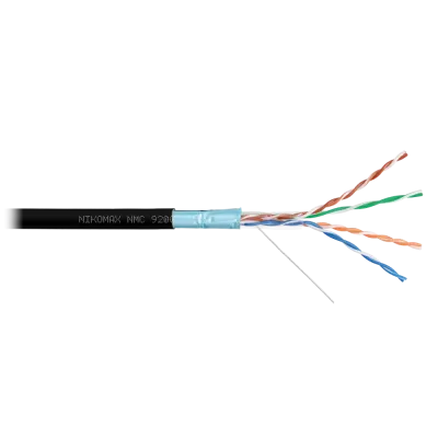 Витая пара F/UTP 4 пары Кат 5e solid BC AWG24 (0.52мм) IN LSZH нг(А)-HF черный 305м