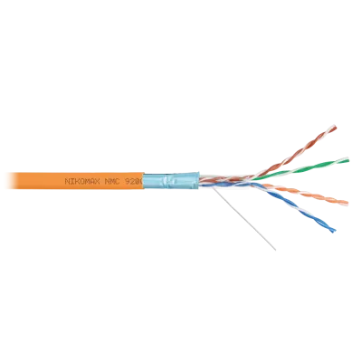 Витая пара F/UTP 4 пары Кат 5e solid BC AWG24 (0.52мм) IN LSZH нг(А)-HF оранжевый 305м