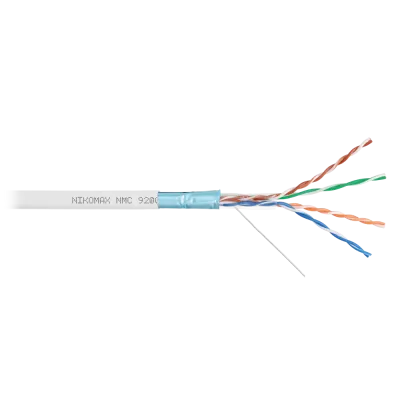 Витая пара F/UTP 4 пары Кат 5e solid BC AWG24 (0.52мм) IN LSZH нг(А)-HF белый 305м