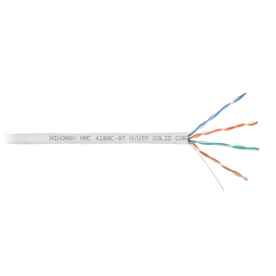 Витая пара U/UTP 4 пары Кат 5e solid BC AWG24 (0.51мм) IN LSZH нг(А)-HF белый 305м