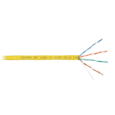 Витая пара U/UTP 4 пары Кат 5e solid BC AWG24 (0.51мм) IN LSZH нг(А)-HF желтый 305м