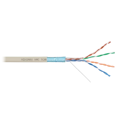 Витая пара F/UTP 4 пары Кат 5e solid BC AWG24 (0.52мм) IN нг(А)-LSLTx светло-серый 305м