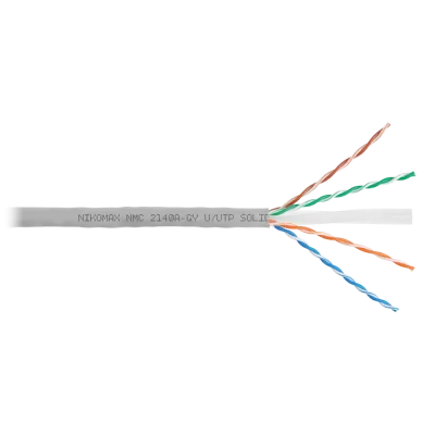 Витая пара U/UTP 4 пары Кат 6 solid BC AWG23 (0.53мм) IN PVC серый 305м
