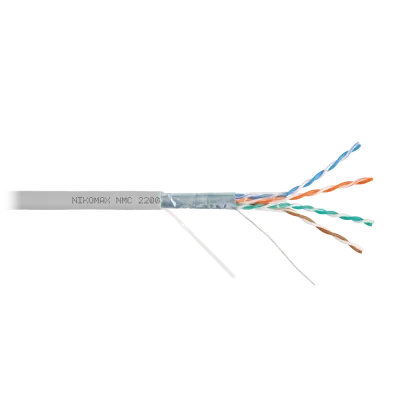 Витая пара F/UTP 4 пары Кат 5e solid BC AWG24 (0.50мм) IN PVC серый 305м