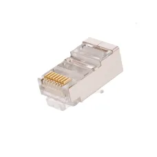 Коннектор RJ45/8P8C под витую пару, Кат.5e (Класс D), 100МГц, покрытие 3мкд, универсальные ножи, дляпроводников 0,47-0,51мм, неэкранированный, уп-ка 100шт
