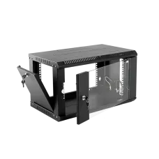 Шкаф телекоммуникационный настенный разборный 6U (600x350) дверь стекло, цвет черный