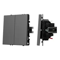 Механизм выключателя двухклавишный непроходной SWT-NOBE-MK02-SFPL-GR 230V, 10A, Серый, 1 пост
