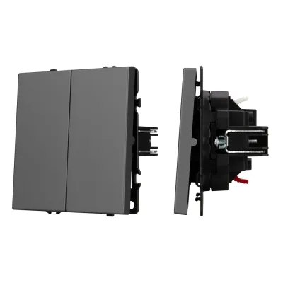 Механизм выключателя двухклавишный непроходной SWT-NOBE-MK02-SFPL-GR 230V, 10A, Серый, 1 пост