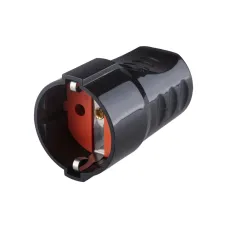 Кабельная розетка рифленая 2П+З 16А 250B черная TDM
