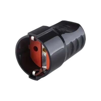 Кабельная розетка рифленая 2П+З 16А 250B черная TDM