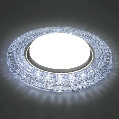 Светильник встраиваемый со светодиодной подсветкой 20LED*2835 SMD 6400K, 15W GX53, без лампы, прозрачный, хром, CD4020 с драйвером в комплекте