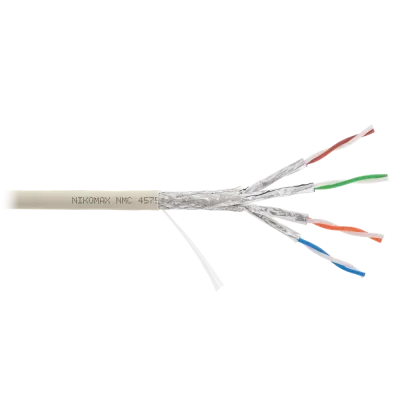Витая пара S/FTP 4 пары Кат 7a solid BC AWG23 (0.58мм) IN нг(А)-LSLTx светло-серый 500м