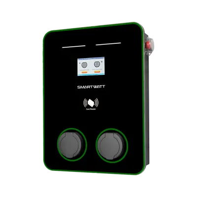 Зарядная станция для электромобиля SMARTWATT EVC, 44 кВт, коммерческая OCPP 1.6J, переменный ток, 3 фазы 380 В, два поста по 22 кВт 32 А, розетки Type2, IP54