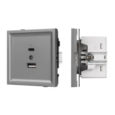 Механизм USB розетки SCT-TENDO-MUAC-PL-GR, 5V, 3A, QC3, Серый