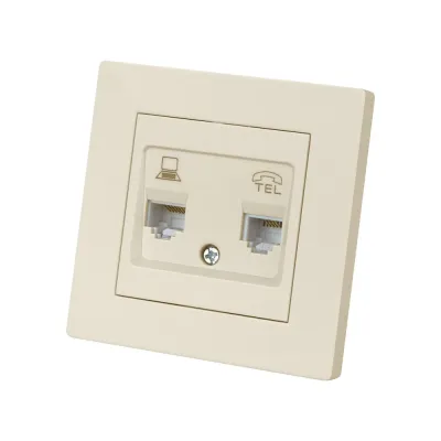 Розетка телефонная RJ11 + компьютерная RJ45 сл. кость Сенеж