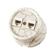 Розетка двойная компьютерная RJ45 мраморная Болонь TDM