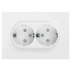 Розетка Intro Accent 6-208-01 , 2X2P+E Schuko со шторками, 16А-250В, IP20, СУ, AL/CU, белый