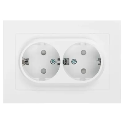 Розетка Intro Accent 6-208-01 , 2X2P+E Schuko со шторками, 16А-250В, IP20, СУ, AL/CU, белый