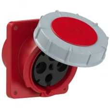 Розетка встраиваемая наклонная 125А/400V/3P+E/IP67, фланец 120x130