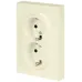 Розетка скрытого монтажа в рамку с заземлением двойная 2X2P+E Schuko со шторками IP20 16А-250В слоновая кость 15-2105-02 Galaxy
