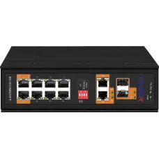 Коммутатор неуправляемый 8x1Гбит/с (RJ45 с PoE+), 2x1Гбит/с (RJ45) + 2x1Гбит/с (SFP) 300Вт
